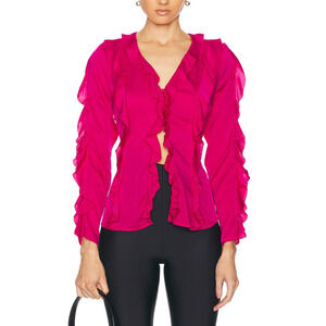 Nicholas Ruffled Pink Amira Blouse Size 8 NWT